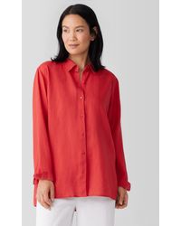 Eileen Fisher - Organic Handkerchief Linen Classic Collar Shirt - Lyst