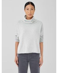Eileen Fisher - Cotton And Recycled Cashmere Turtleneck Box-top - Lyst