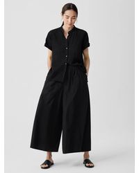 Eileen Fisher - Washed Organic Cotton Poplin Skirt Pant - Lyst