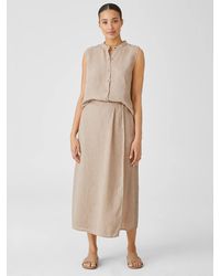 Eileen Fisher - Puckered Organic Linen Wrap Skirt - Lyst