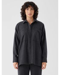 Eileen Fisher - Soft Wool Flannel Classic Collar Shirt - Lyst
