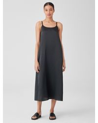 Eileen Fisher Cotton Cami Midi-dress in Gray | Lyst