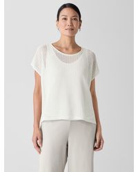 Eileen Fisher - Organic Cotton Cord Sheen Jewel Neck Top - Lyst