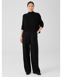 Eileen Fisher - Boiled Wool Jersey Pleated Wide-leg Pant - Lyst