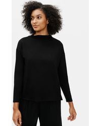 Eileen Fisher - Stretch Terry Funnel Neck Box-top - Lyst