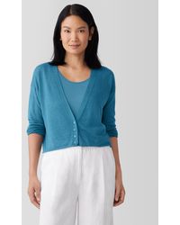 Eileen Fisher - Organic Linen Cotton Cropped Cardigan - Lyst