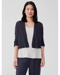 Eileen Fisher - Organic Linen Cotton Tuck Cropped Cardigan - Lyst