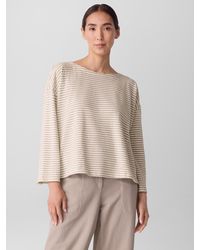Eileen Fisher - Striped Organic Cotton Slub Bateau Neck Top - Lyst