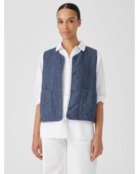 Eileen Fisher - Airy Organic Cotton Twill Quilted Vest - Lyst