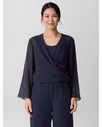 Eileen Fisher - Sheer Silk Georgette Tie Jacket - Lyst