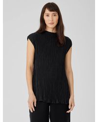 Eileen Fisher - Crushed Cupro Funnel Neck Long Top - Lyst