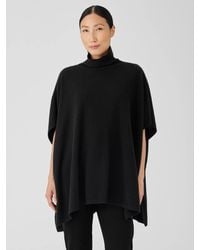 Eileen Fisher Cashmere Poncho in Black | Lyst