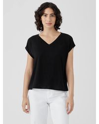 Eileen Fisher - Organic Linen Jersey V-neck Tee - Lyst