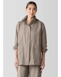 Eileen Fisher - Light Cotton Nylon Stand Collar Jacket - Lyst