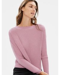 M NWT Eileen Fisher Soft V-Neck Box Top Wool Blend Sweater Purple $278 L 