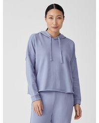 Eileen Fisher Organic Cotton French Terry Hooded Top - Blue