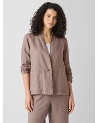 Eileen Fisher - Organic Linen High Collar Jacket - Lyst