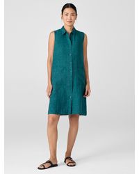 Eileen Fisher - Washed Organic Linen Délavé Sleeveless Shirtdress - Lyst