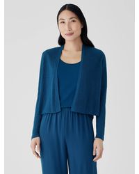 Eileen Fisher - Organic Linen Cotton Airy Tuck Cropped Cardigan - Lyst