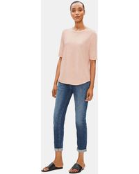 Eileen Fisher - Organic Cotton Slub Elbow-sleeve Tee - Lyst