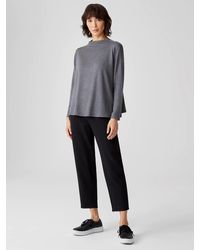 Eileen Fisher - Stretch Terry Funnel Neck Box-top - Lyst