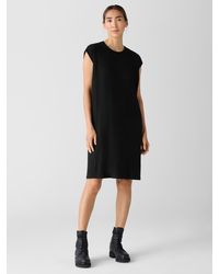 Eileen Fisher - Textured Stretch Rib Round Neck Dress - Lyst