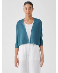 Eileen Fisher - Organic Linen Cotton Airy Tuck Cropped Cardigan - Lyst