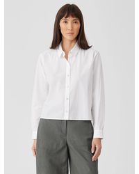 Eileen Fisher - Washed Organic Cotton Poplin Classic Collar Short Shirt - Lyst