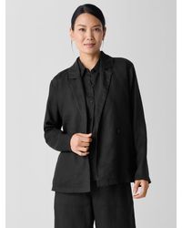 Eileen Fisher - Organic Linen Double-breasted Blazer - Lyst