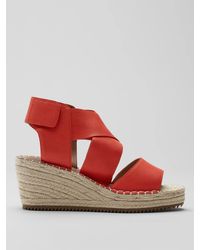 Eileen Fisher - Willow Tumbled Leather Wedge Espadrille - Lyst