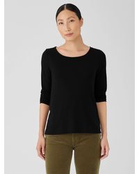 Eileen Fisher - Ribbed Pima Cotton Blend Scoop Neck Top - Lyst