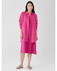 Eileen Fisher - Organic Handkerchief Linen Classic Collar Long Shirt - Lyst