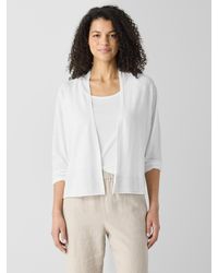 Eileen Fisher - Organic Linen Cotton High Collar Cardigan - Lyst