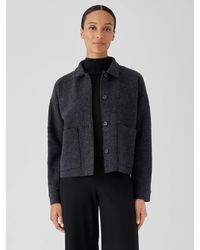 Eileen Fisher - Lightweight Boiled Wool Classic Collar Jacket In Regenerative Wool - Lyst