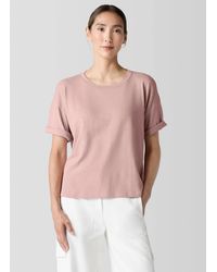 Eileen Fisher - Cozy Organic Cotton Slub Tee - Lyst