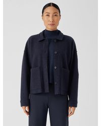 Eileen Fisher - Lightweight Boiled Wool Classic Collar Jacket In Regenerative Wool - Lyst