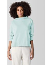 Eileen Fisher - Garment-dyed Terry Funnel Neck Top - Lyst
