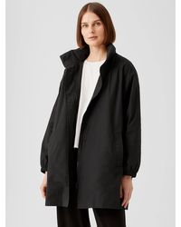 Eileen Fisher - Light Cotton Nylon Stand Collar Long Coat - Lyst