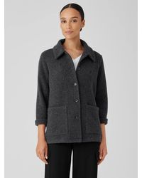 Eileen Fisher - Boucle Wool Knit Classic Collar Jacket - Lyst