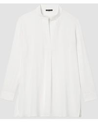 Eileen Fisher - Silk Georgette Crepe Stand Collar Top - Lyst