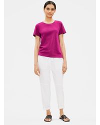 Eileen Fisher - Organic Cotton Slub Short-sleeve Tee - Lyst
