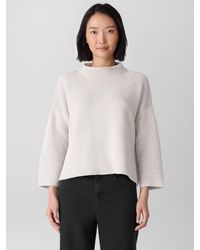 Eileen Fisher - Peruvian Cotton Blend Funnel Neck Top - Lyst