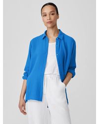 Eileen Fisher - Organic Cotton Lofty Gauze Classic Collar Shirt - Lyst