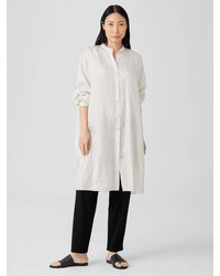 Eileen Fisher - Washed Silk Tussah Mandarin Collar Shirtdress - Lyst