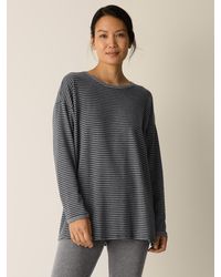 Eileen Fisher - Striped Cozy Brushed Terry Long Box-top - Lyst