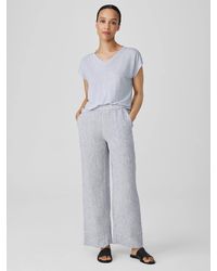 Eileen Fisher - Striped Organic Linen Crinkle Wide-leg Pant - Lyst