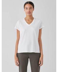 Eileen Fisher - Organic Pima Cotton Jersey V-neck Tee - Lyst