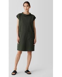 Eileen Fisher - Organic Cotton Ripple Mock Neck Dress - Lyst