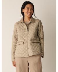 Eileen Fisher - Eggshell Recycled Nylon Quilted Classic Collar Jacket - Lyst