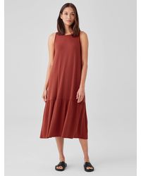 Eileen Fisher - Sleeveless Tiered Knit Midi-dress - Lyst